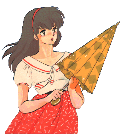Kyoko with an umbrella